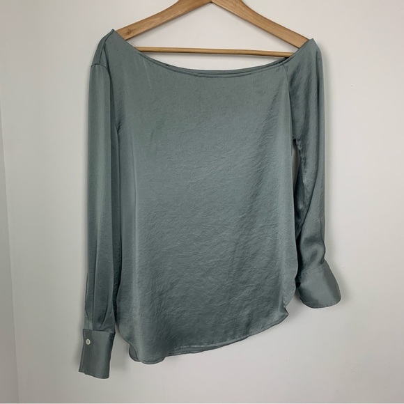 Theory Ulrika Crushed Satin One-shoulder Blouse - Picture 11 of 12